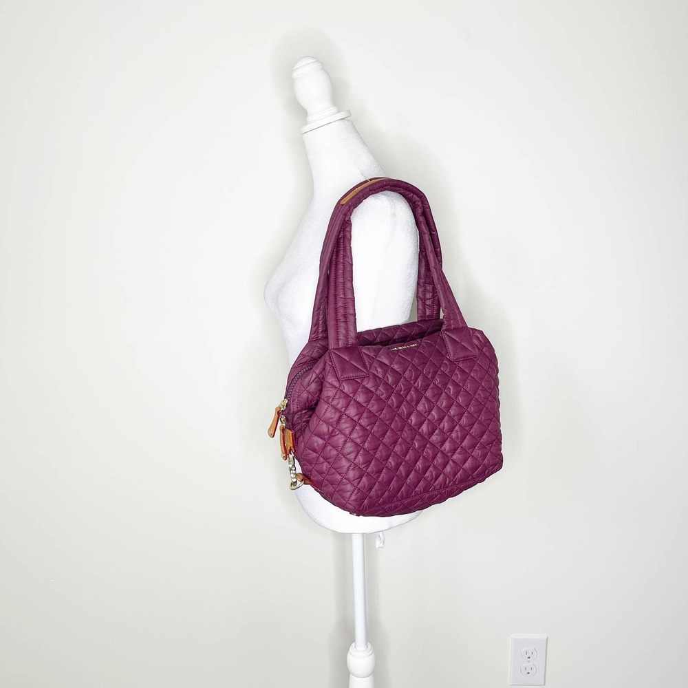 MZ Wallace Burgundy Medium Quilted Sutton Tote Bag w/Pouch, No Crossbody Strap